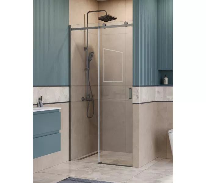 Душевая дверь BelBagno SOFT_CLOSE-2-BF-1/-C-GM, Цвет стекла: прозрачное, Цвет профиля: Серый, Цвет профиля (вариация): Оружейная сталь, Выбрать размер: 100, изображение 3