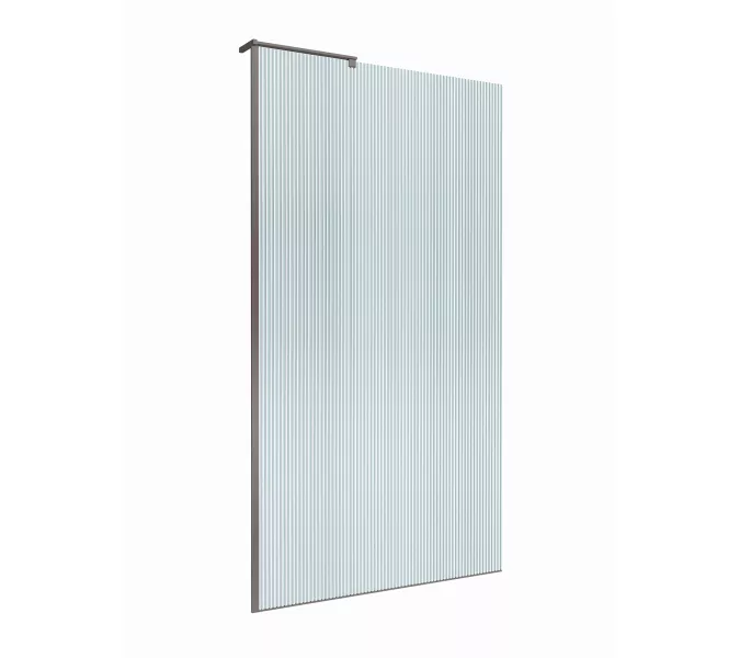 Душевая перегородка BelBagno UNO-L-1-TB-90/100-FL-GM рифленое/оруж.сталь, Цвет стекла: рифленое, Цвет профиля: Серый, Цвет профиля (вариация): Оружейная сталь, Выбрать размер: 100, изображение 3