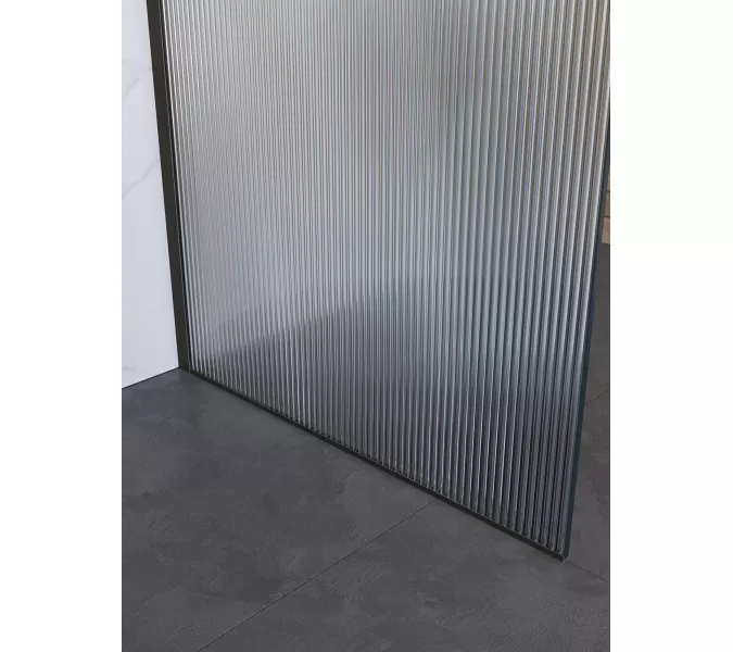 Душевая перегородка BelBagno UNO-L-1-TB-90/100-FL-GM рифленое/оруж.сталь, Цвет стекла: рифленое, Цвет профиля: Серый, Цвет профиля (вариация): Оружейная сталь, Выбрать размер: 100, изображение 6