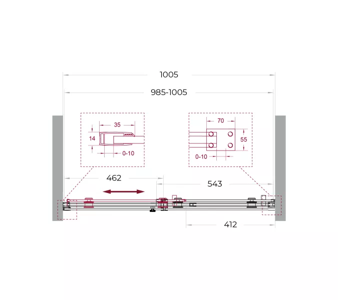 Душевая дверь BelBagno SOFT_CLOSE-2-BF-1/-C-GM, Цвет стекла: прозрачное, Цвет профиля: Серый, Цвет профиля (вариация): Оружейная сталь, Выбрать размер: 100, изображение 12