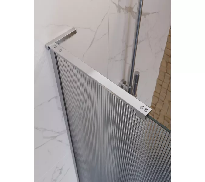 Душевая перегородка BelBagno UNO-L-1-TB-90/100-FL-Cr рифленое/хром, Цвет стекла: рифленое, Цвет профиля: Хром, Цвет профиля (вариация): Хром, Выбрать размер: 100, изображение 5