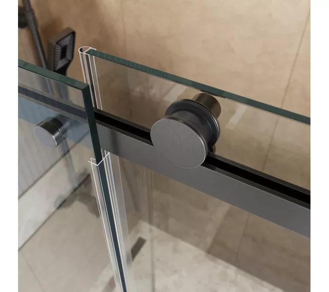 Душевая дверь BelBagno SOFT_CLOSE-2-BF-1/-C-GM, Цвет стекла: прозрачное, Цвет профиля: Серый, Цвет профиля (вариация): Оружейная сталь, Выбрать размер: 100, изображение 7