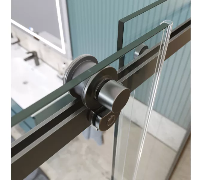 Душевая дверь BelBagno SOFT_CLOSE-2-BF-1/-C-GM, Цвет стекла: прозрачное, Цвет профиля: Серый, Цвет профиля (вариация): Оружейная сталь, Выбрать размер: 100, изображение 11