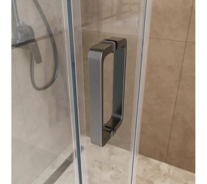 Душевая дверь BelBagno SOFT_CLOSE-2-BF-1/-C-GM, Цвет стекла: прозрачное, Цвет профиля: Серый, Цвет профиля (вариация): Оружейная сталь, Выбрать размер: 100, изображение 6