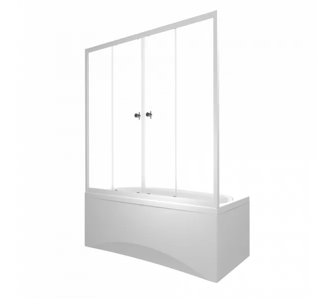 Штора на ванну Triton Ультра, Цвет стекла: прозрачное, Цвет профиля: Белый, Выбрать размер: 150