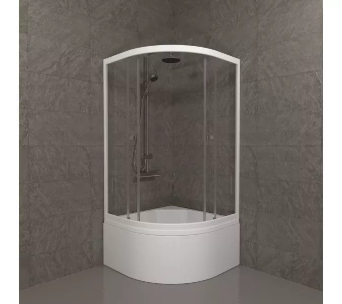 Душевое ограждение Triton УЛЬТРА  (Б-высокий поддон) 90х90, Цвет стекла: прозрачное, Цвет профиля: Белый, Тип поддона: Высокий, Выбрать размер: 90х90, изображение 2