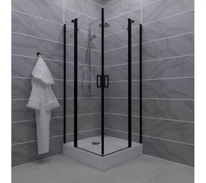 Душевое ограждение Triton "ТАУ-БЛЭК" (низкий  поддон) квадрат 90х90, Цвет профиля: Черный