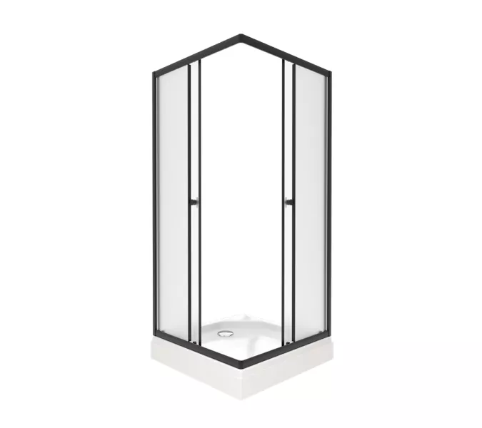 Душевое ограждение Triton "ВЕНТА-БВ" , низкий поддон , матовое стекло, Цвет стекла: матовое, Цвет профиля: Черный, Выбрать размер: 90х90, изображение 5