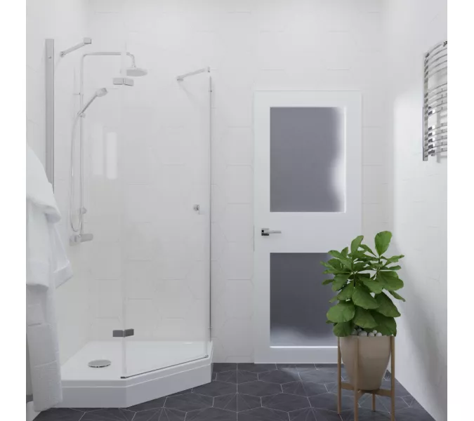 Душевое ограждение Triton "СИГМА-ХРОМ" низкий поддон, Цвет стекла: прозрачное, Цвет профиля: Хром, Тип поддона: Низкий, Выбрать размер: 100х100, изображение 2