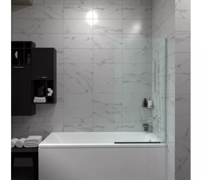 Штора на ванну Triton Статик хром, Цвет стекла: прозрачное, Цвет профиля: Хром, Выбрать размер: 50х140, изображение 3