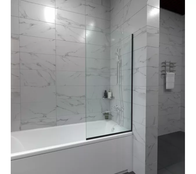 Штора на ванну Triton Статик-Блэк, Цвет стекла: прозрачное, Цвет профиля: Черный, Выбрать размер: 50х140, изображение 2