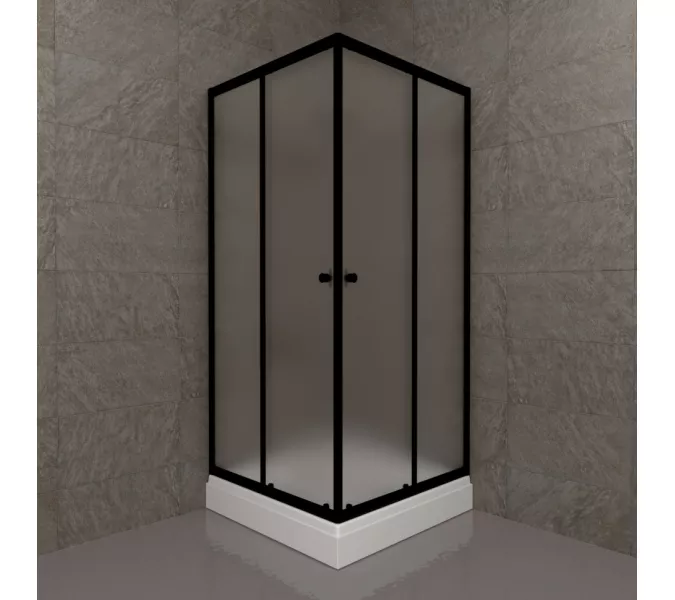 Душевое ограждение Triton "ВЕНТА-БВ" , низкий поддон , матовое стекло, Цвет стекла: матовое, Цвет профиля: Черный, Выбрать размер: 90х90