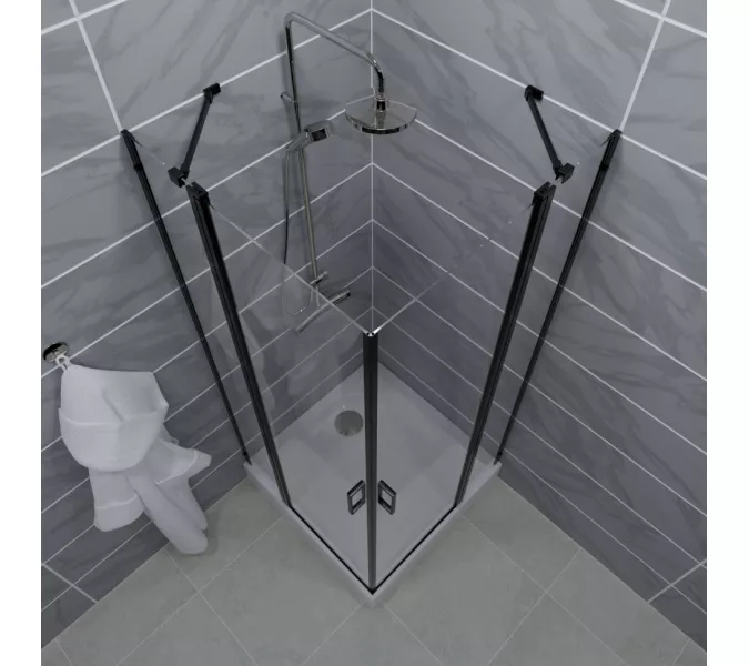 Душевое ограждение Triton "ТАУ-БЛЭК" (низкий  поддон) квадрат 90х90, Цвет профиля: Черный, изображение 2