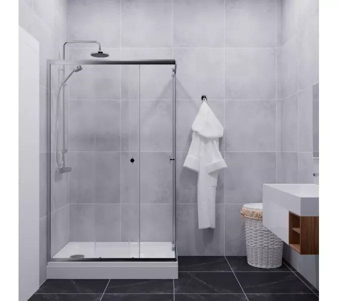 Душевое ограждение Triton "ВЕНТА-ХРОМ" , низкий поддон, Цвет стекла: прозрачное, Цвет профиля: Хром, Выбрать размер: 100х80, изображение 3
