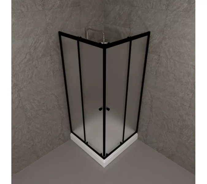 Душевое ограждение Triton "ВЕНТА-БВ" , низкий поддон , матовое стекло, Цвет стекла: матовое, Цвет профиля: Черный, Выбрать размер: 90х90, изображение 2