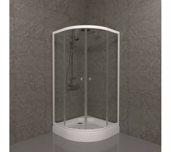 Душевое ограждение Triton УЛЬТРА  (А-низкий поддон), Цвет стекла: прозрачное, Цвет профиля: Белый, Тип поддона: Низкий, Выбрать размер: 80х80
