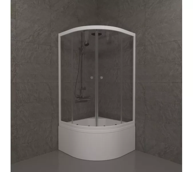 Душевое ограждение Triton УЛЬТРА  (Б-высокий поддон) 90х90, Цвет стекла: прозрачное, Цвет профиля: Белый, Тип поддона: Высокий, Выбрать размер: 90х90