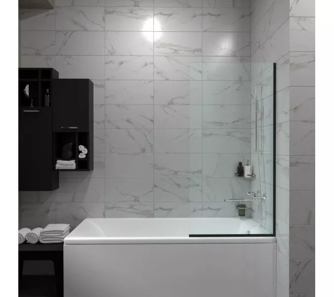 Штора на ванну Triton Статик-Блэк, Цвет стекла: прозрачное, Цвет профиля: Черный, Выбрать размер: 50х140, изображение 3