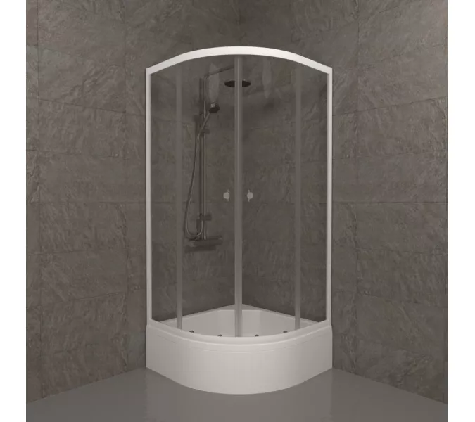 Душевое ограждение Triton УЛЬТРА  (В-средний поддон), Цвет стекла: прозрачное, Цвет профиля: Белый, Тип поддона: Средний, Выбрать размер: 90х90