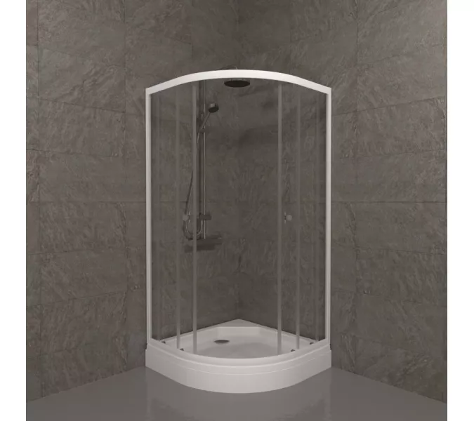 Душевое ограждение Triton УЛЬТРА  (А-низкий поддон), Цвет стекла: прозрачное, Цвет профиля: Белый, Тип поддона: Низкий, Выбрать размер: 80х80, изображение 2