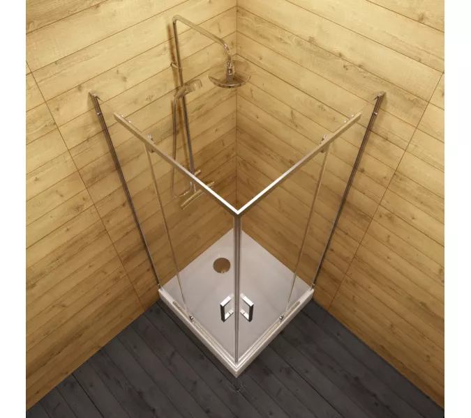 Душевое ограждение Triton "КАППА-ХРОМ" (низкий  поддон) квадрат 90х90, Цвет профиля: Хром, изображение 4