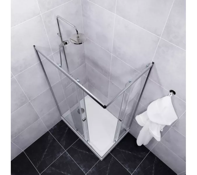 Душевое ограждение Triton "ВЕНТА-ХРОМ" , низкий поддон, Цвет стекла: прозрачное, Цвет профиля: Хром, Выбрать размер: 100х80, изображение 4