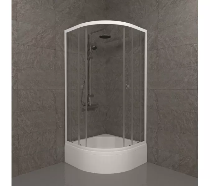 Душевое ограждение Triton УЛЬТРА  (В-средний поддон), Цвет стекла: прозрачное, Цвет профиля: Белый, Тип поддона: Средний, Выбрать размер: 90х90, изображение 2