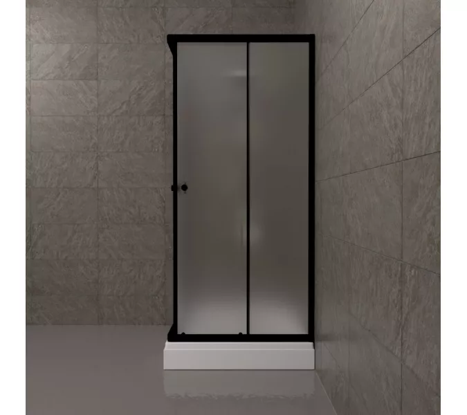 Душевое ограждение Triton "ВЕНТА-БВ" , низкий поддон , матовое стекло, Цвет стекла: матовое, Цвет профиля: Черный, Выбрать размер: 90х90, изображение 3