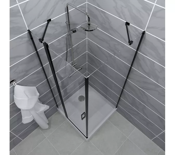 Душевое ограждение  Triton "ЙОТА-БЛЭК" (низкий поддон) 90х90 квадрат, изображение 5