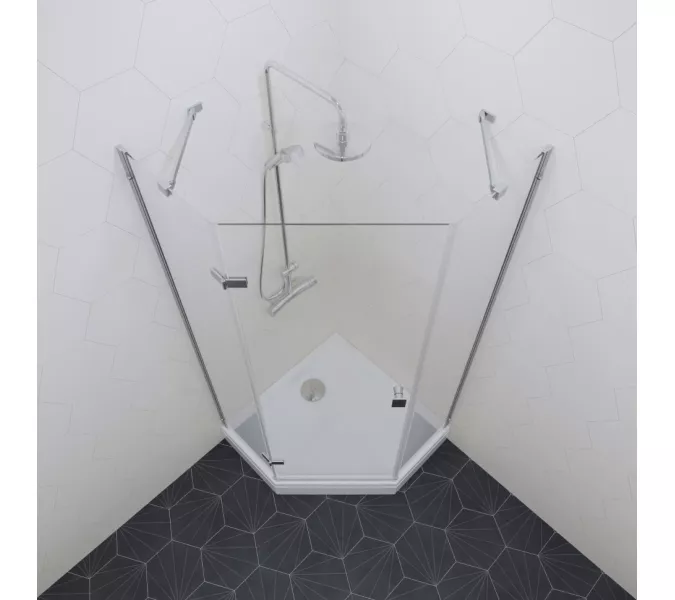 Душевое ограждение Triton "СИГМА-ХРОМ" низкий поддон, Цвет стекла: прозрачное, Цвет профиля: Хром, Тип поддона: Низкий, Выбрать размер: 100х100, изображение 4