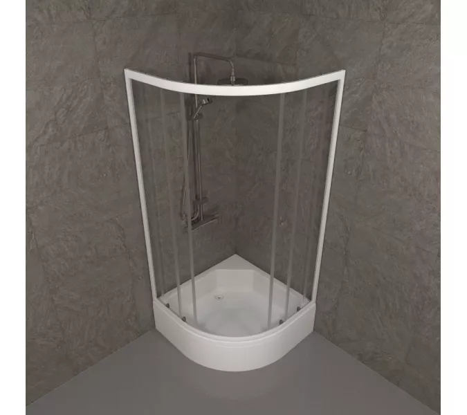 Душевое ограждение Triton УЛЬТРА  (В-средний поддон), Цвет стекла: прозрачное, Цвет профиля: Белый, Тип поддона: Средний, Выбрать размер: 90х90, изображение 3