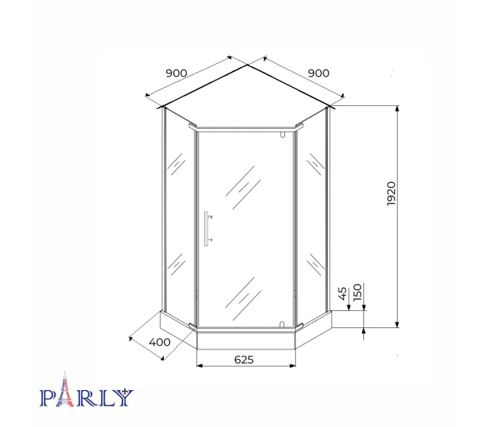 Душевой  уголок ZPE911BF PARLY с поддоном, изображение 9