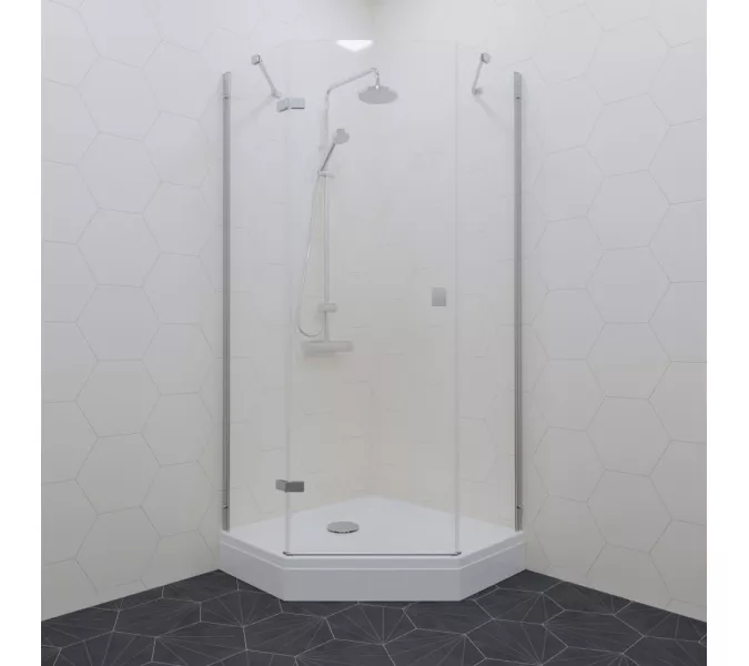 Душевое ограждение Triton "СИГМА-ХРОМ" низкий поддон, Цвет стекла: прозрачное, Цвет профиля: Хром, Тип поддона: Низкий, Выбрать размер: 100х100, изображение 5