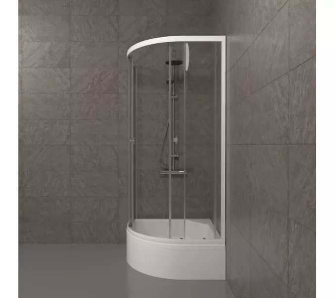 Душевое ограждение Triton УЛЬТРА  (В-средний поддон), Цвет стекла: прозрачное, Цвет профиля: Белый, Тип поддона: Средний, Выбрать размер: 90х90, изображение 5