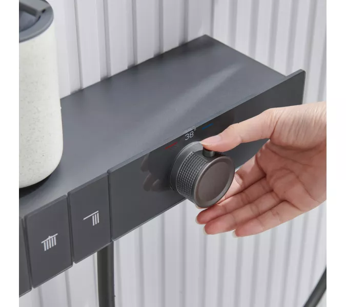 Встроенная душевая система Black&White GH-9025GM, Выбрать цвет: Оружейная сталь, изображение 9