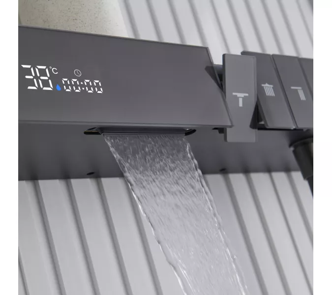 Встроенная душевая система Black&White GH-9025GM, Выбрать цвет: Оружейная сталь, изображение 8