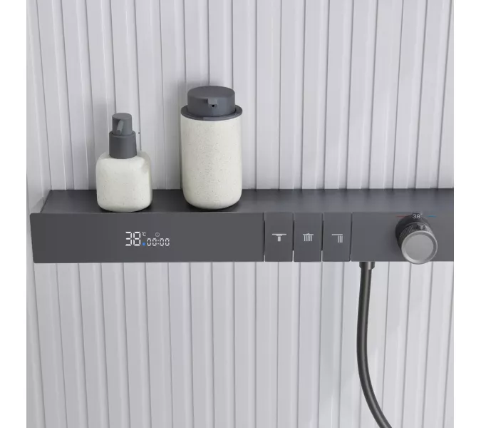 Встроенная душевая система Black&White GH-9025GM, Выбрать цвет: Оружейная сталь, изображение 7