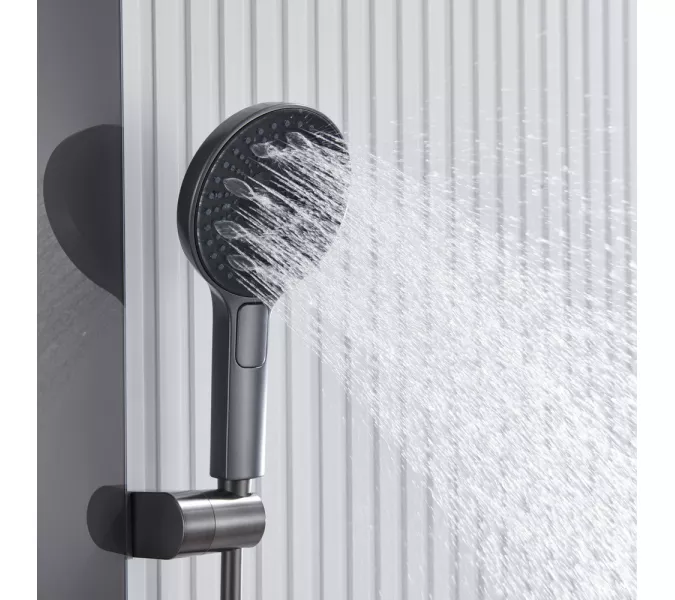 Встроенная душевая система Black&White GH-9025GM, Выбрать цвет: Оружейная сталь, изображение 5