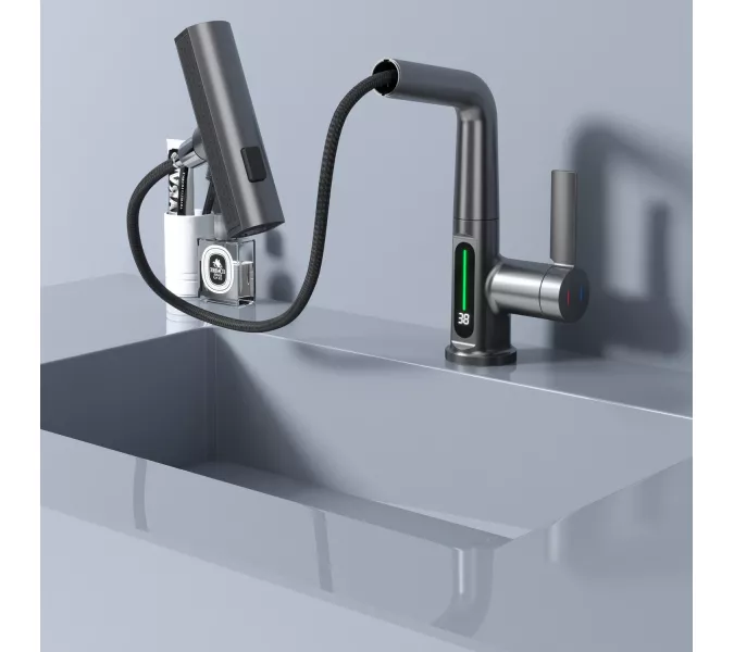 Смеситель для раковины Black&White SD3027GM, Выбрать цвет: Оружейная сталь, изображение 4