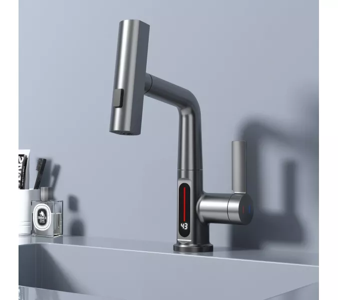 Смеситель для раковины Black&White SD3027GM, Выбрать цвет: Оружейная сталь, изображение 8