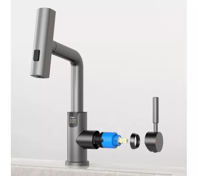 Смеситель для раковины Black&White SD3028GM, Выбрать цвет: Оружейная сталь, изображение 10