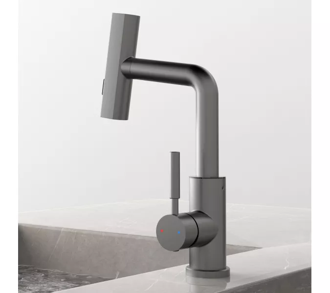 Смеситель для раковины Black&White SD3028GM, Выбрать цвет: Оружейная сталь, изображение 2