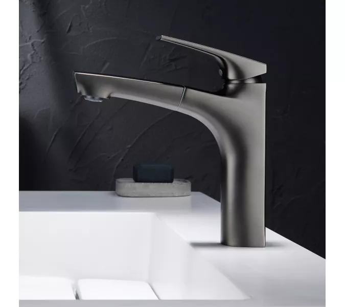 Смеситель для раковины Black&White UK7901MG, Выбрать цвет: Оружейная сталь