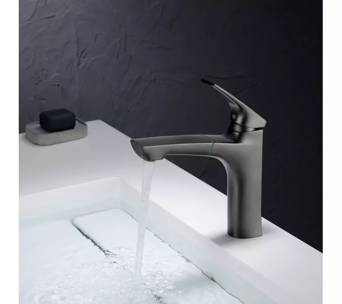 Смеситель для раковины Black&White UK7901MG, Выбрать цвет: Оружейная сталь, изображение 4