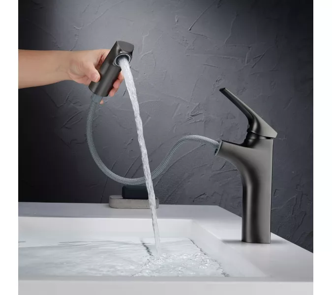 Смеситель для раковины Black&White UK7901MG, Выбрать цвет: Оружейная сталь, изображение 3