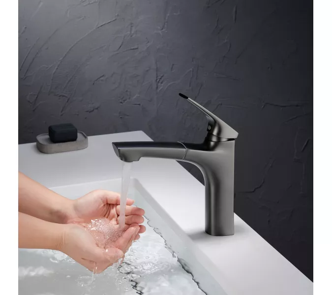 Смеситель для раковины Black&White UK7901MG, Выбрать цвет: Оружейная сталь, изображение 2