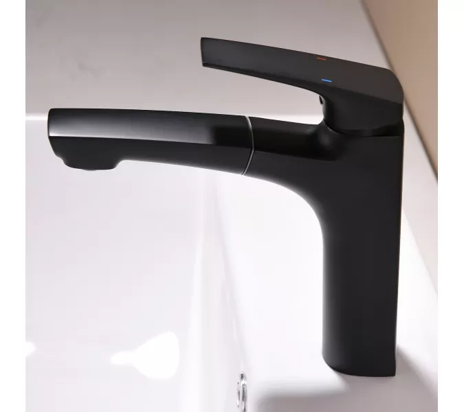 Смеситель для раковины Black&White UK7901B, Выбрать цвет: Черный, изображение 5