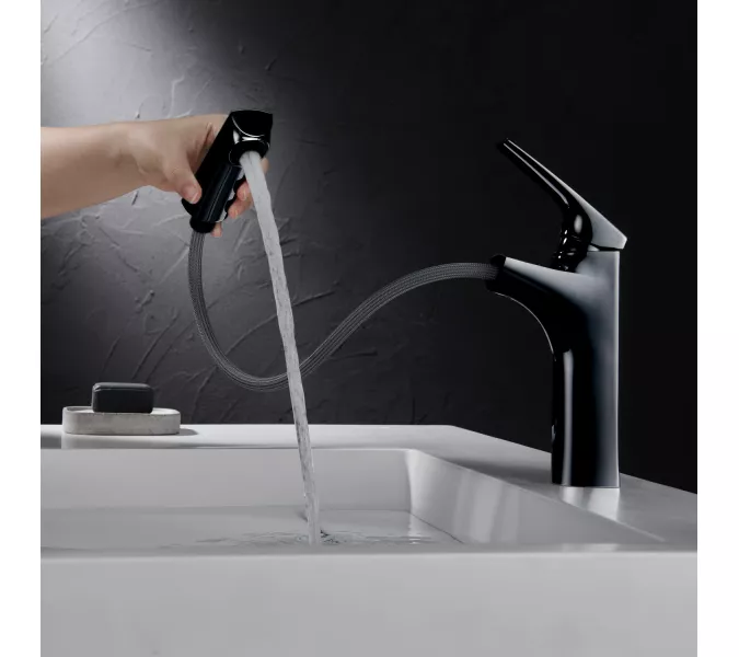 Смеситель для раковины Black&White UK7901B, Выбрать цвет: Черный, изображение 3