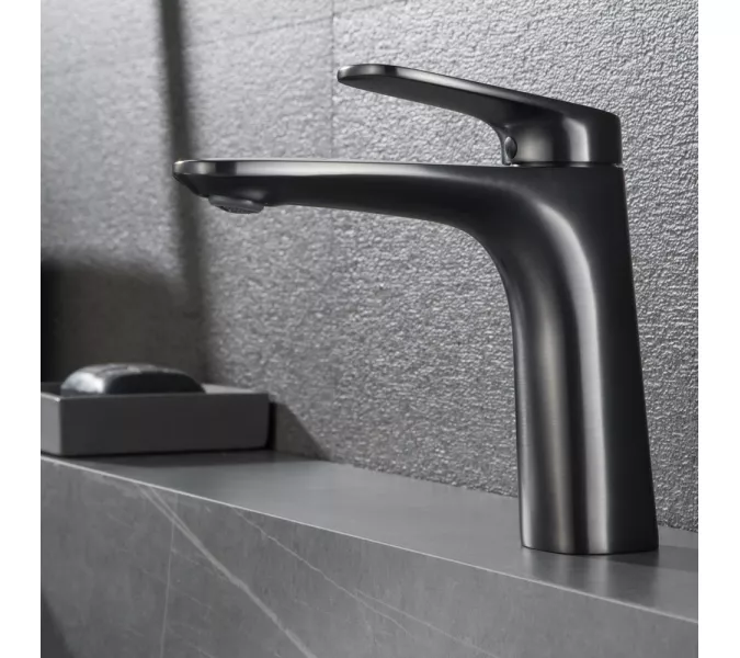 Смеситель для раковины Black&White UK8701MG, Выбрать цвет: Оружейная сталь