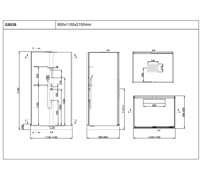 Душевая кабина Black&White G8038, изображение 7